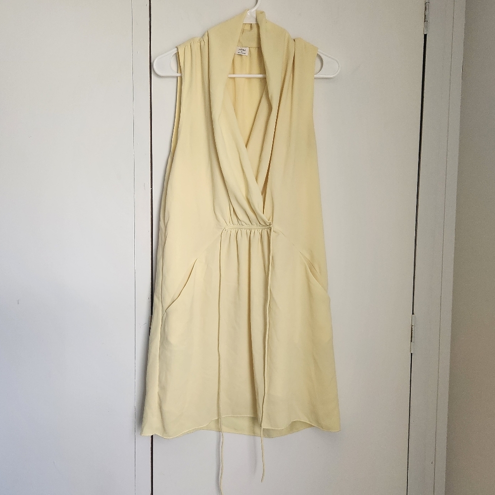 Wilfred Aritzia Sabine Lemon Meringue Dress Faux-Wrap Spring Dress Size Medium